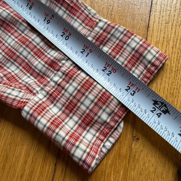 Vintage GANT Size L Red Plaid Tailored Roll Tab Long Sleeve Button Down Shirt - Picture 7 of 15